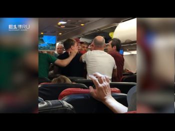 Драка россиян на борту самолета попала на видео